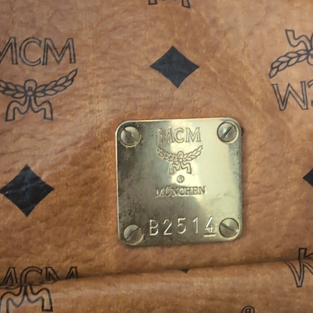 AUTHENTIC MCM Cognac Visetos Tote Bag Boston Bag - Picture 7 of 7